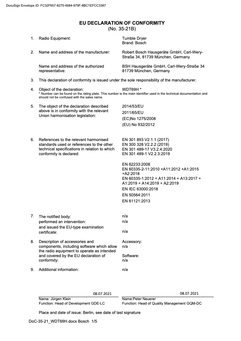 Page 1 de la notice Mode d'emploi Bosch Serie 8 WTXH8M00NL