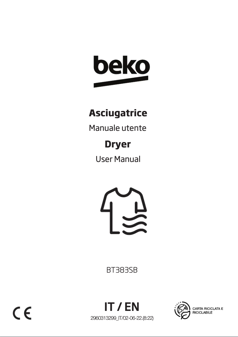 Page 1 de la notice Manuel utilisateur Beko BT383SB