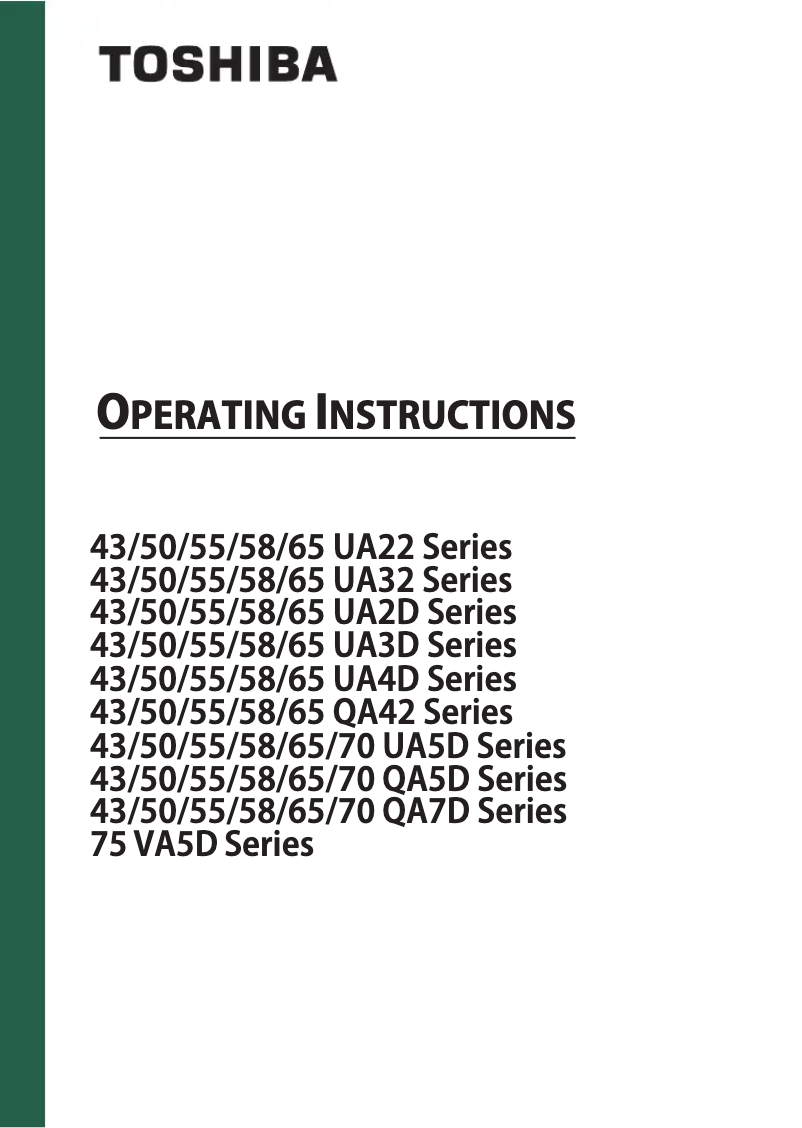 Page 1 de la notice Manuel utilisateur Toshiba 55UA5D63DA