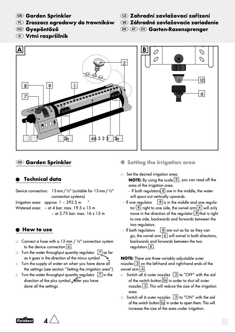 Page 1 de la notice Manuel utilisateur Florabest IAN 71209