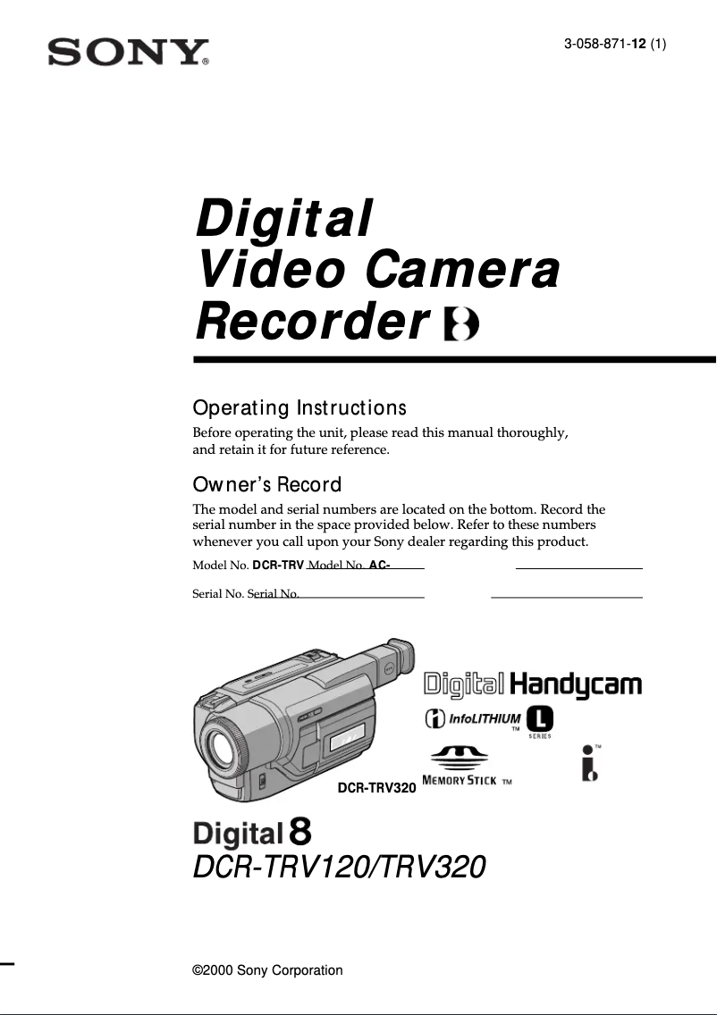 Image de la première page du manuel de l'appareil DCR-TRV120