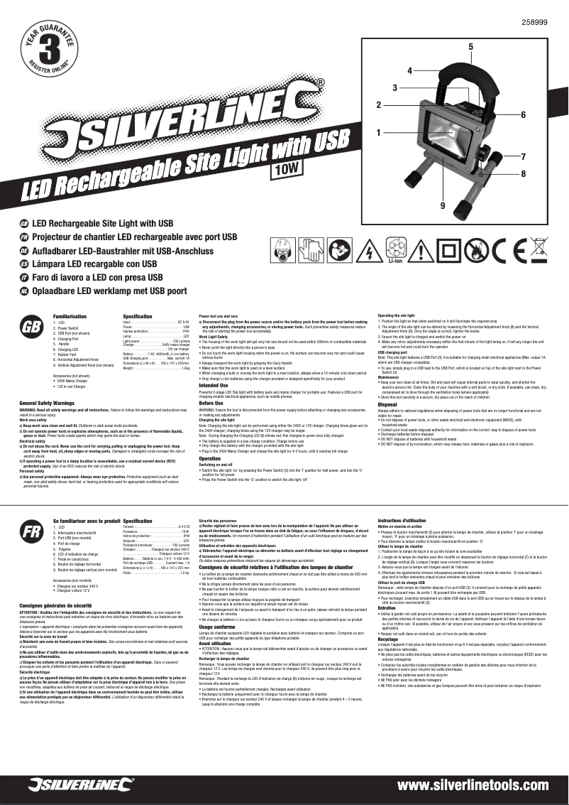 Page 1 de la notice Manuel utilisateur Silverline 258999