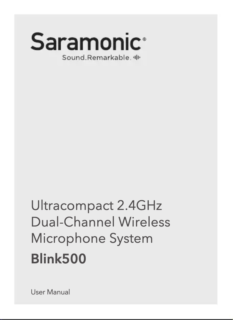 Page 1 de la notice Manuel utilisateur Saramonic Blink 500 ProX B2