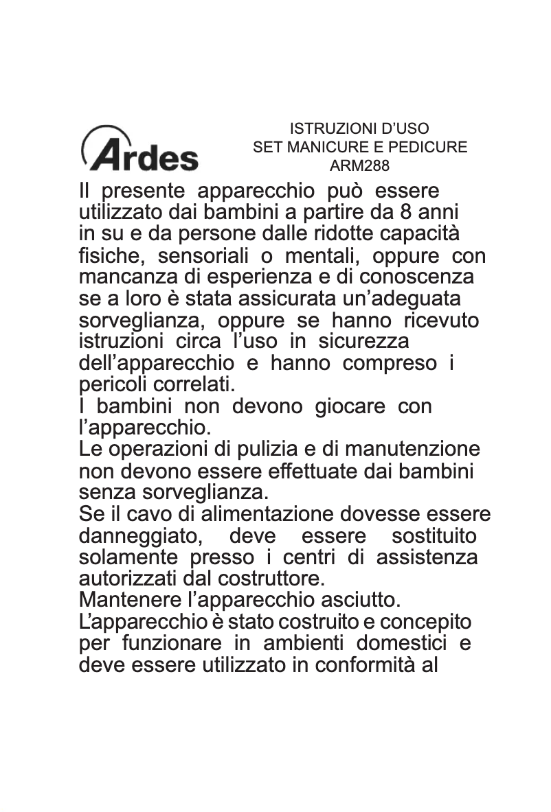 Image de la première page du manuel de l'appareil ARM288