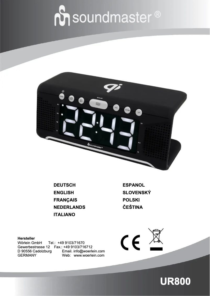 Page n°1 - Manuel utilisateur Soundmaster UR800