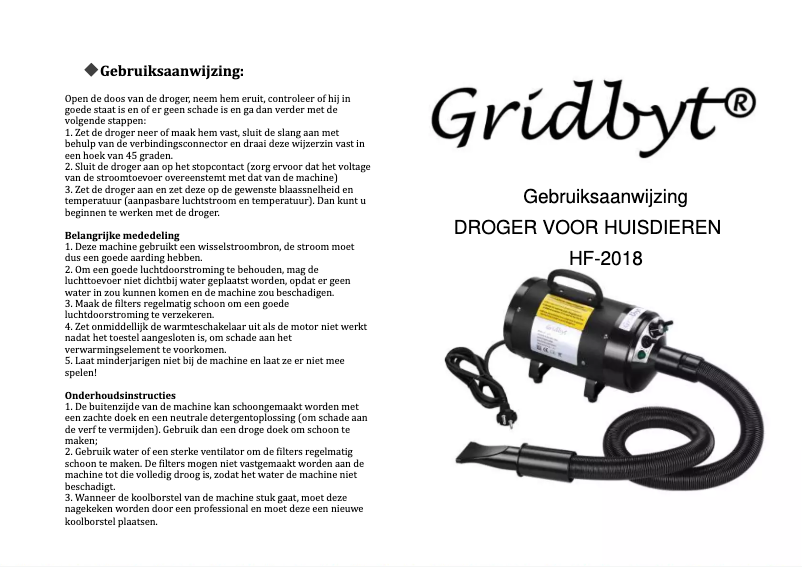 Page n°1 - Manuel utilisateur Gridbyt HF-2018