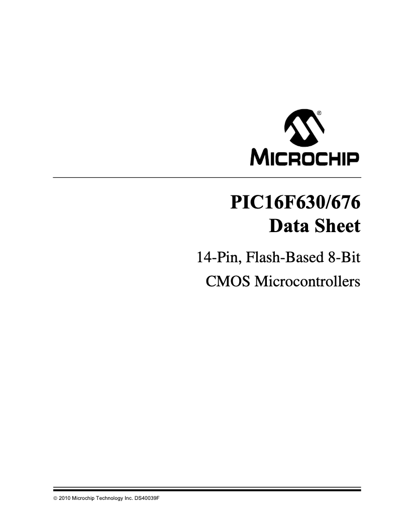 Página 1 del manual Ficha técnica Microchip PIC16F676