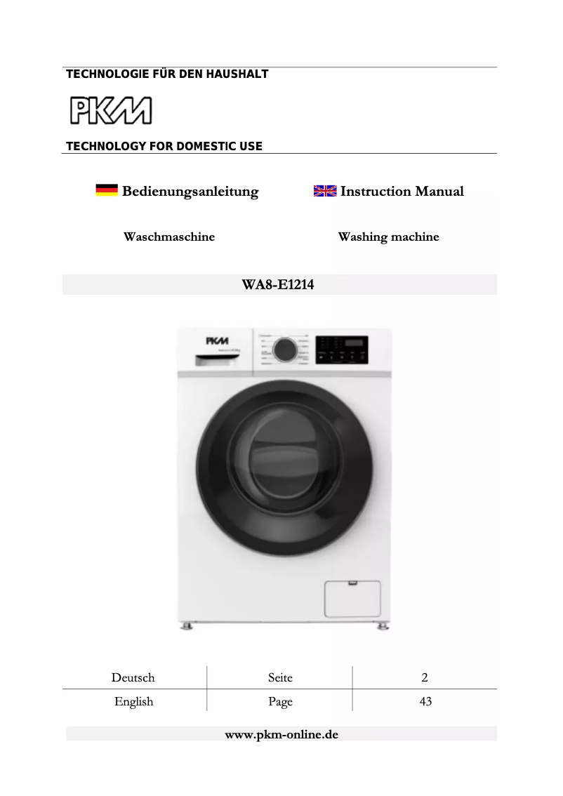 Página 1 del manual Manual de usuario PKM WA8-E1214