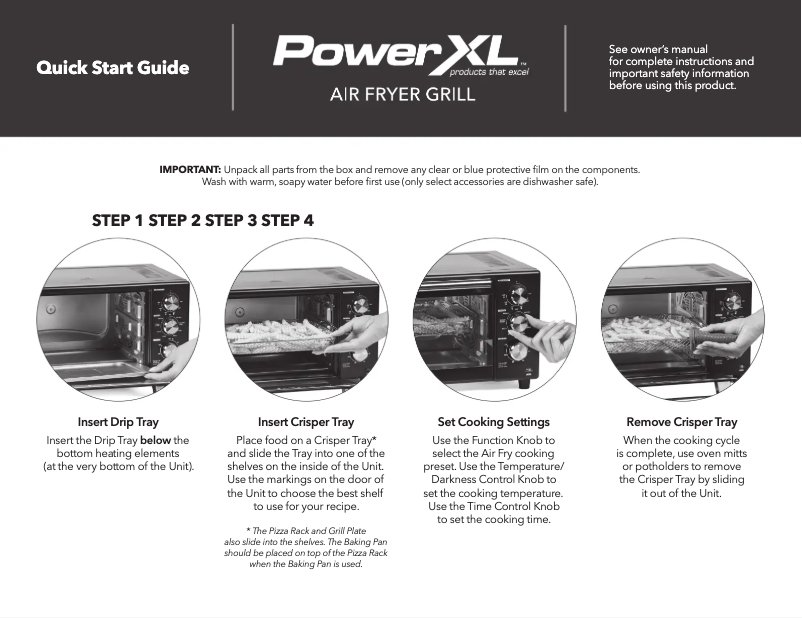 Page 1 de la notice Guide de démarrage rapide PowerXL Air Fryer Grill B-AFO-002G
