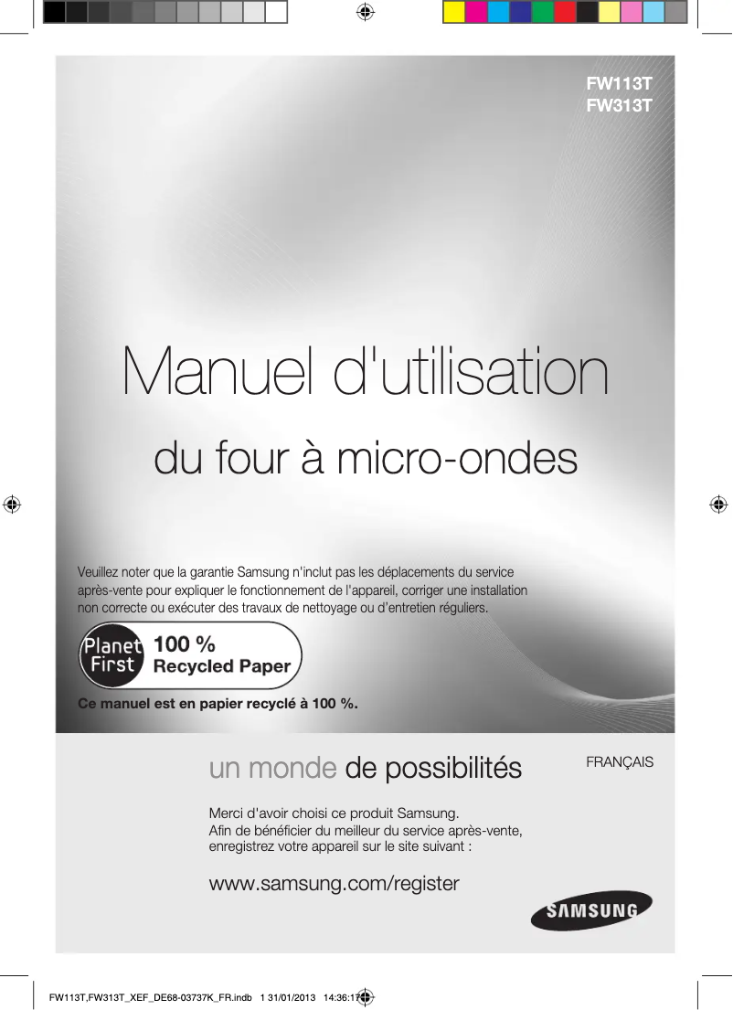 Page 1 de la notice Manuel utilisateur Samsung FW113T002