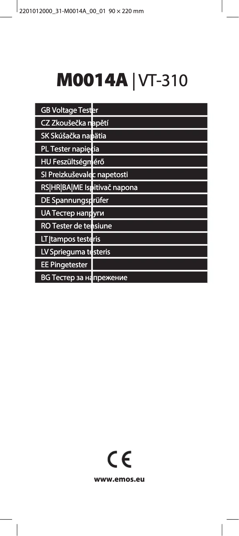 Page 1 de la notice Manuel utilisateur Emos M0014A
