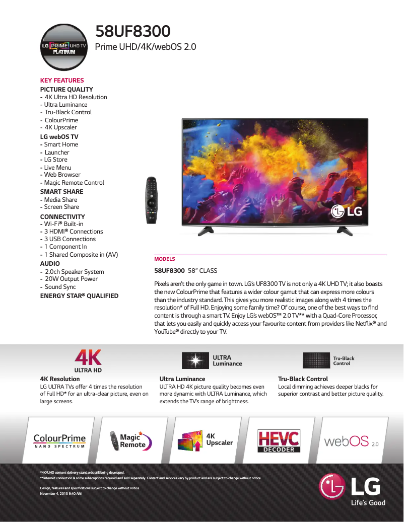 Image de la première page du manuel de l'appareil Prime 4K UHD Smart LED TV - 58"