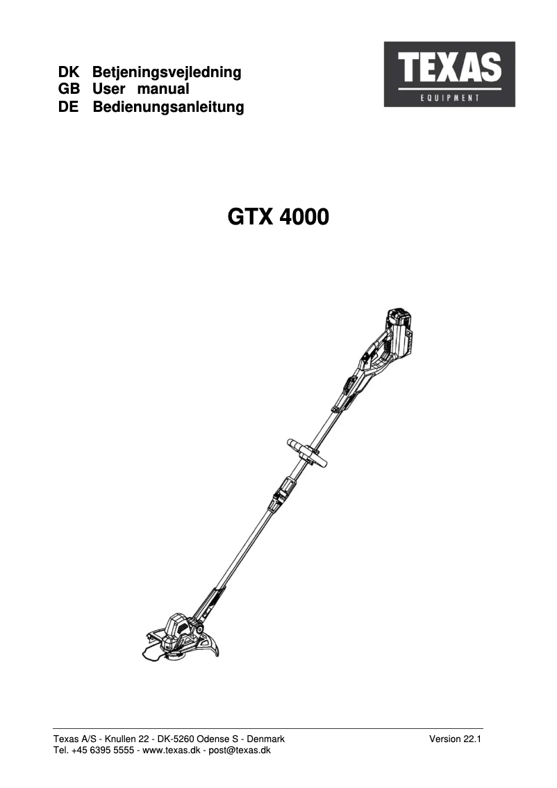 Image de la première page du manuel de l'appareil GTX4000