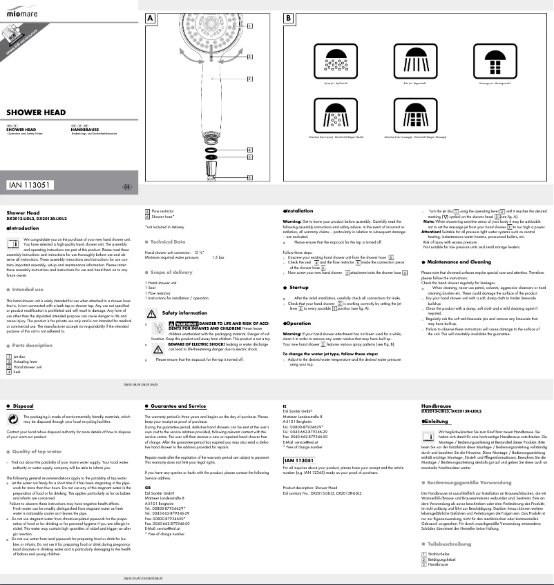 Image de la première page du manuel de l'appareil IAN 113051