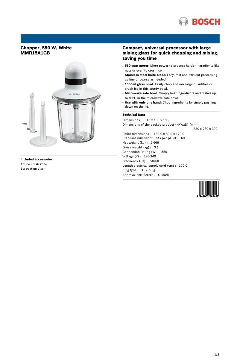 Image de la première page du manuel de l'appareil MMR15A1GB