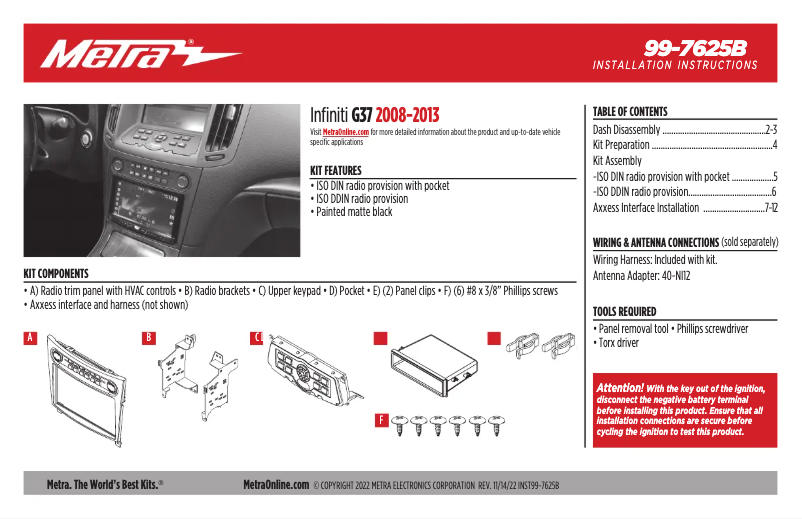 Page 1 de la notice Manuel utilisateur AXESS 99-7625B