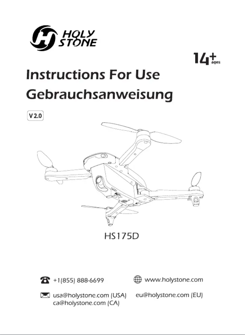Page 1 de la notice Manuel utilisateur Holy Stone HS175D