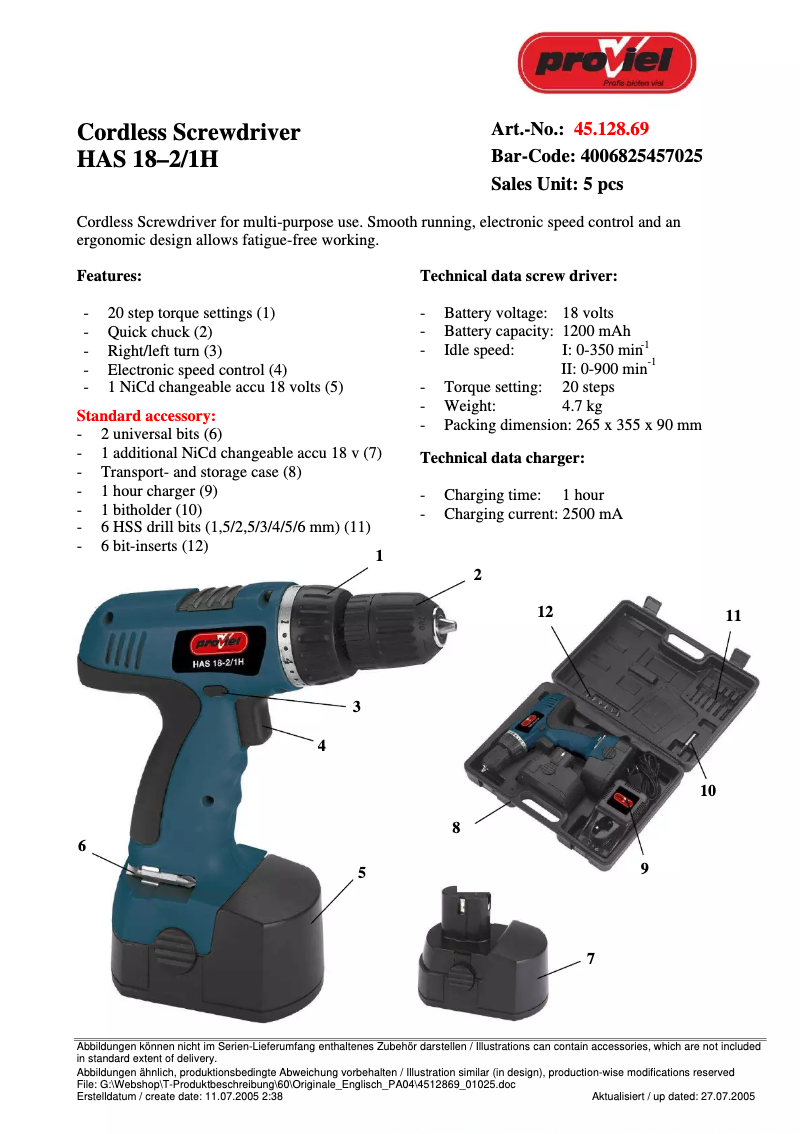 Página 1 del manual Manual de usuario Proviel HAS 18-2/1H