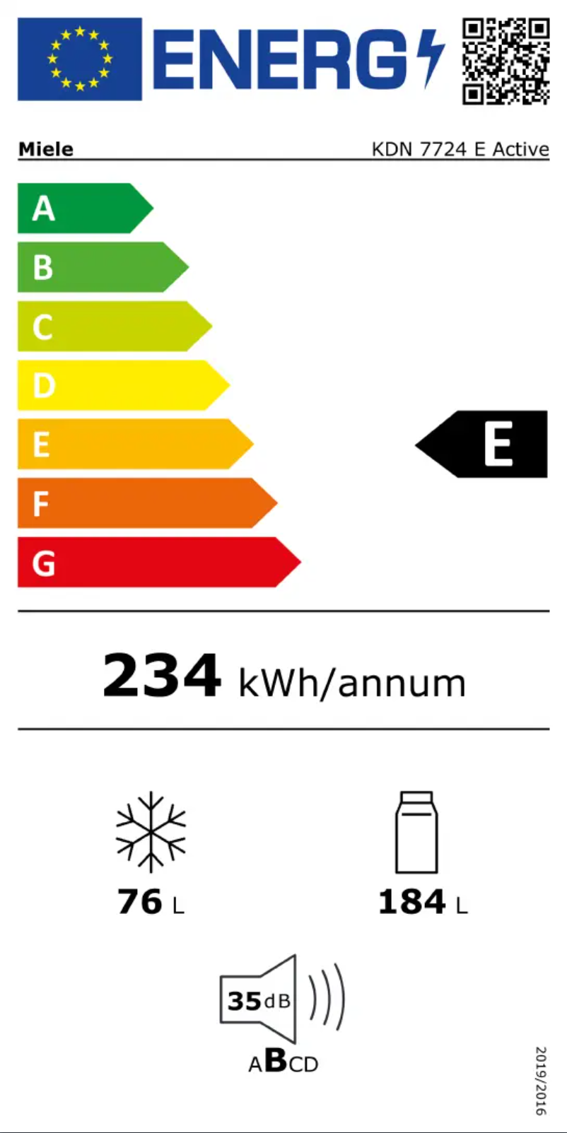 Page n°1 - Label énergétique Miele KDN 7724 E Active