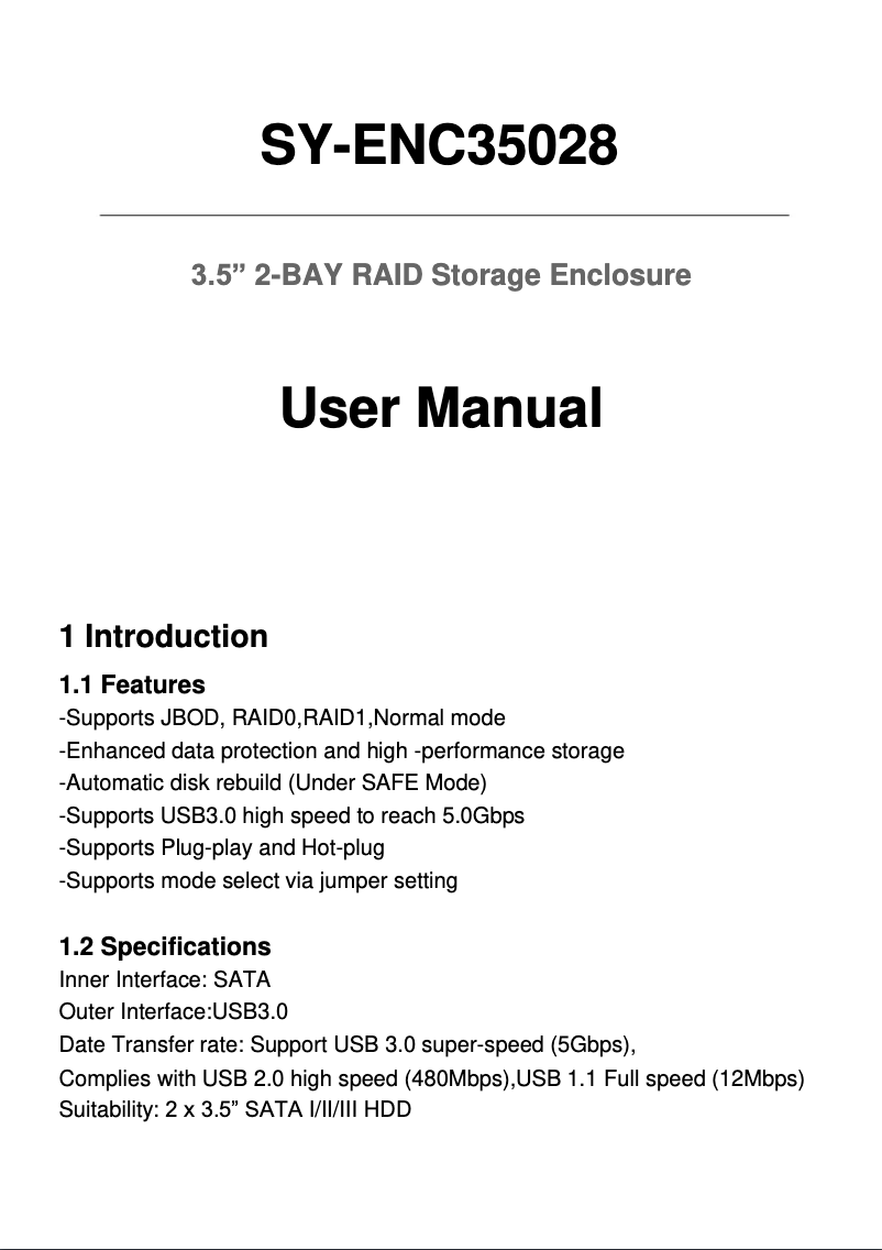 Page 1 de la notice Manuel utilisateur SYBA Multimedia SY-ENC35028