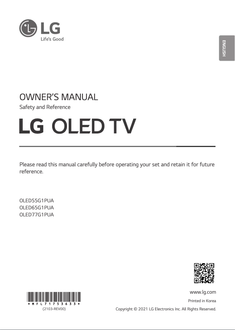 Page 1 de la notice Manuel utilisateur LG G1