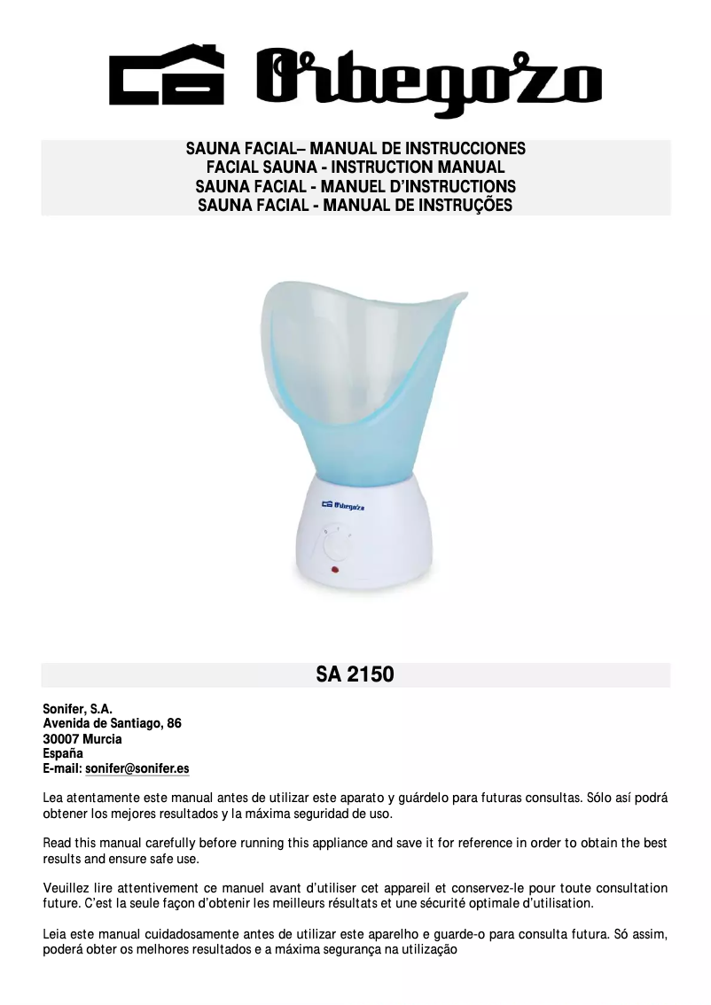 Image de la première page du manuel de l'appareil SA 2150