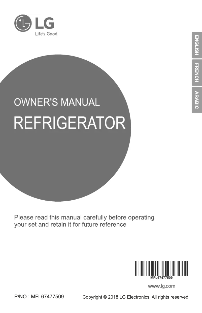 Page 1 de la notice Manuel utilisateur LG GL-B502BS