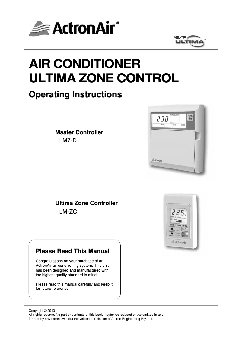Página 1 del manual Manual de usuario ActronAir ESP Plus SRV131E