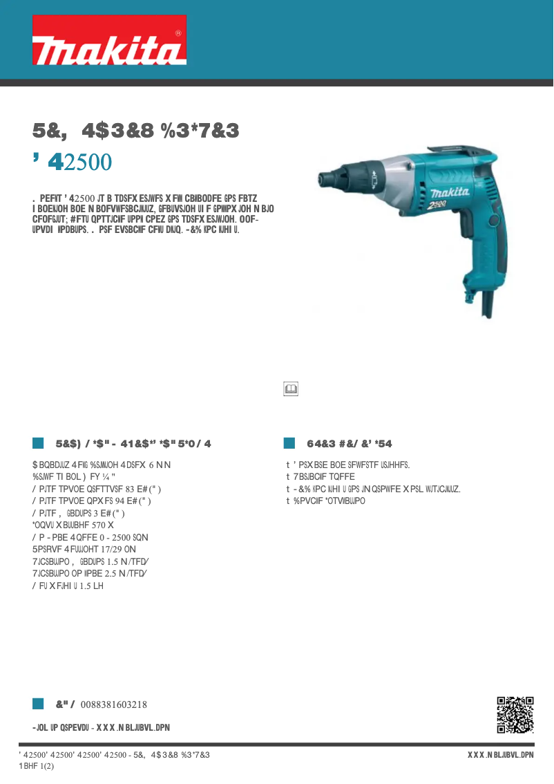 Page n°1 - Fiche technique Makita FS2500