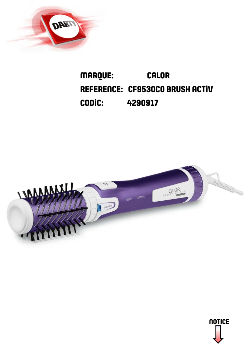 Page 1 de la notice Manuel utilisateur Calor CF9530C0