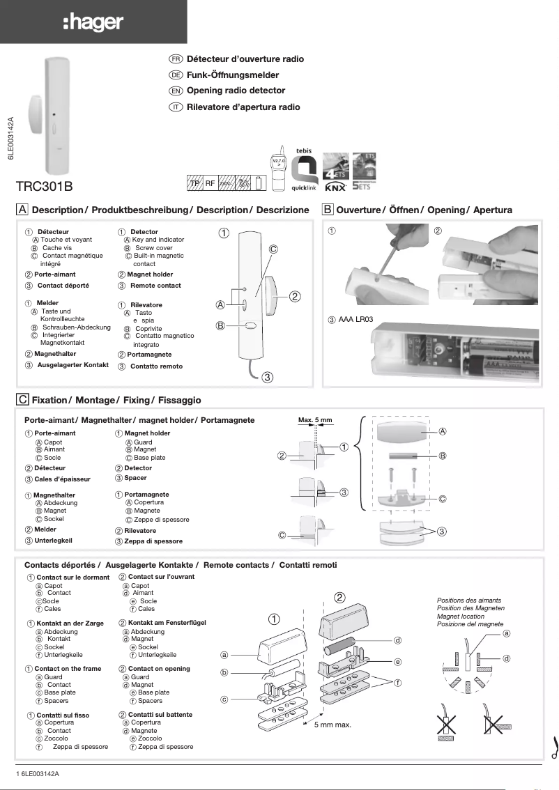 Image de la première page du manuel de l'appareil TRC301B