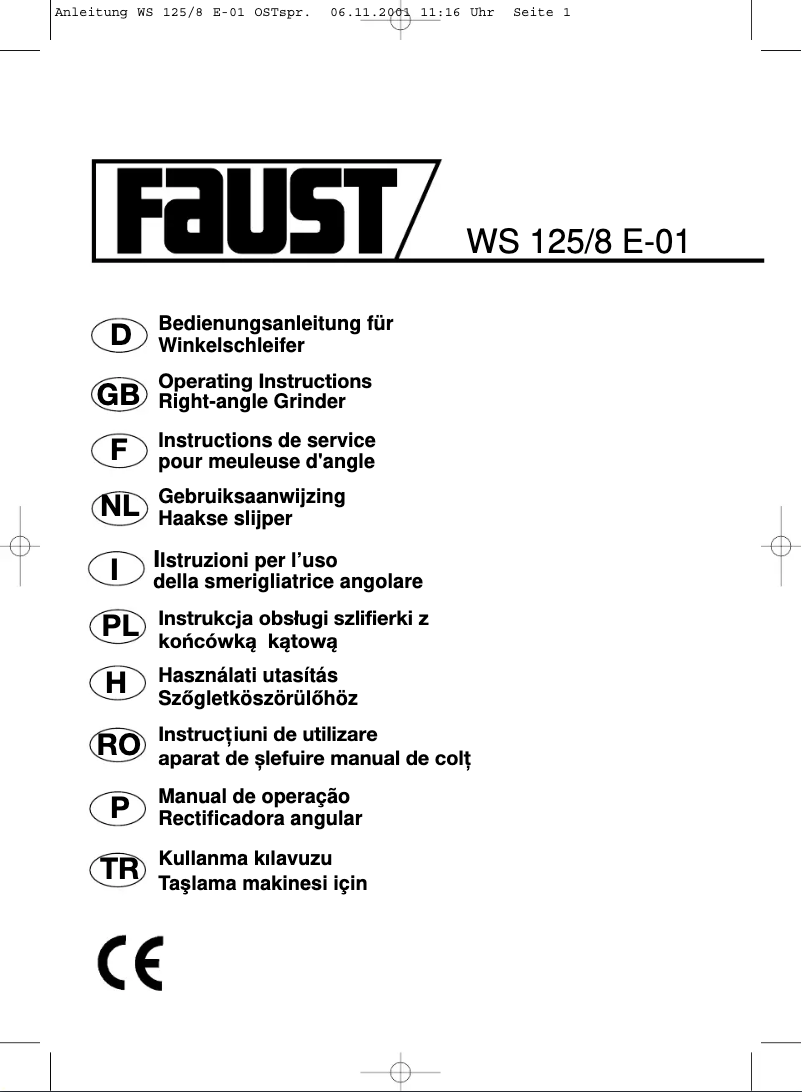 Page 1 de la notice Manuel utilisateur Faust WS 125/8 E-01