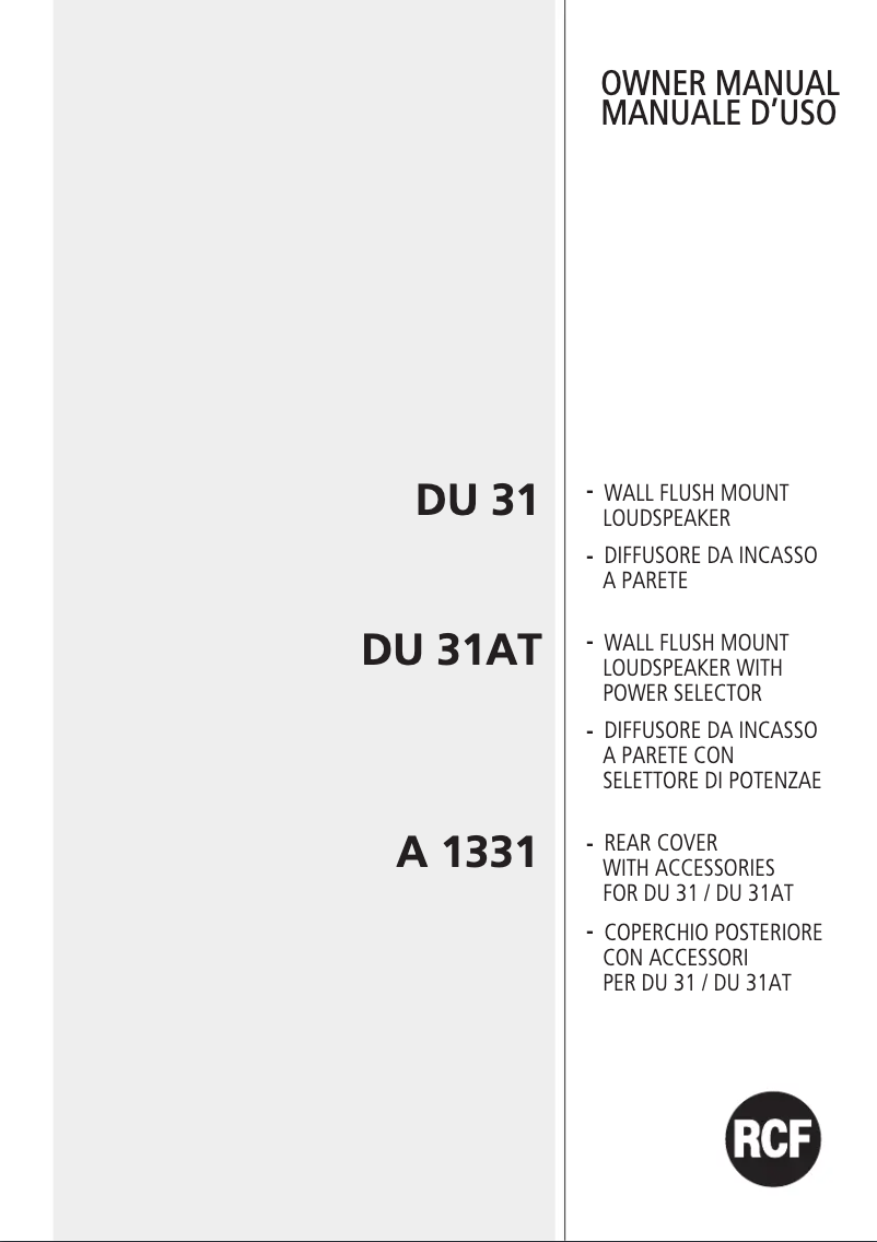 Page 1 de la notice Manuel utilisateur RCF DU 31AT