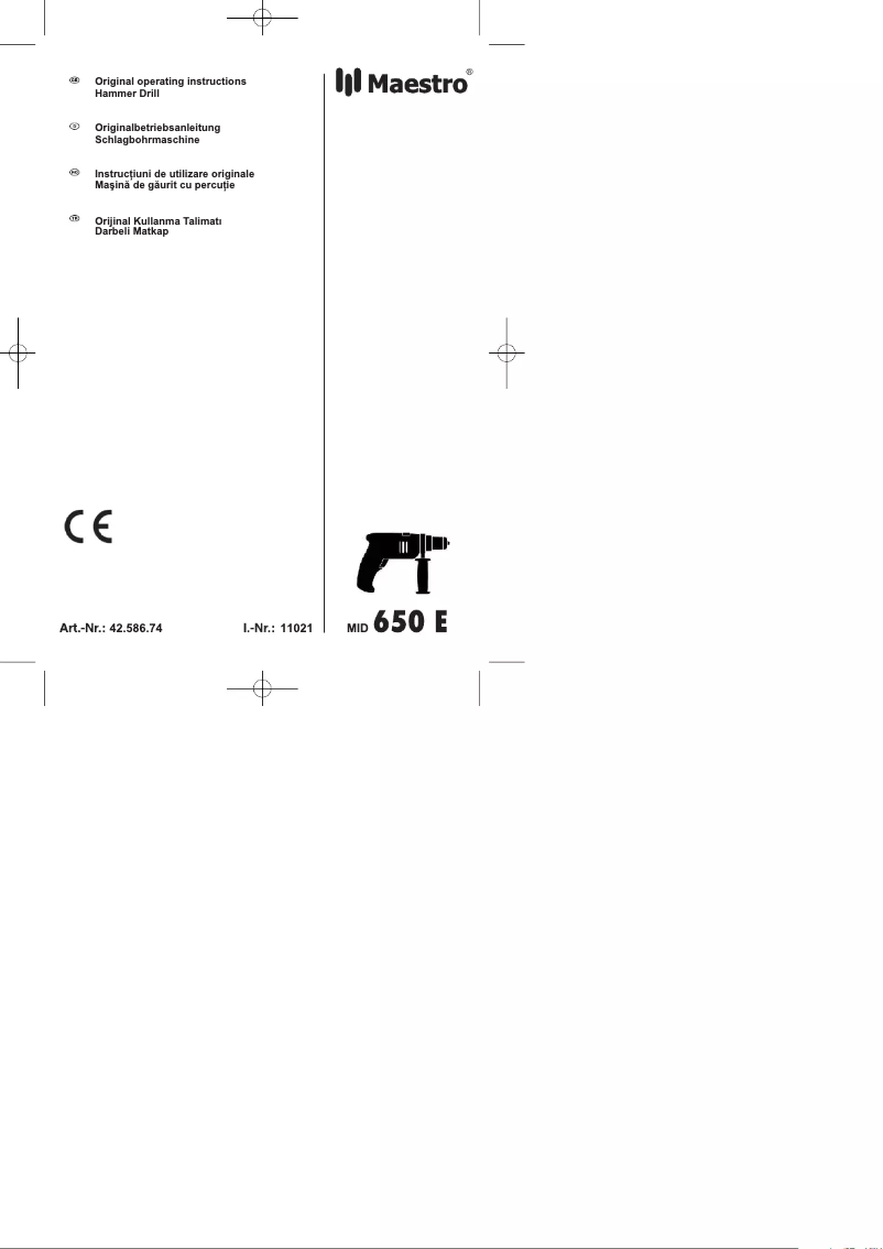 Page n°1 - Manuel utilisateur Maestro MID 650 E