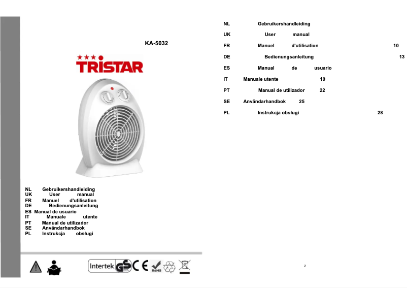 Página 1 del manual Manual de usuario TriStar KA-5032