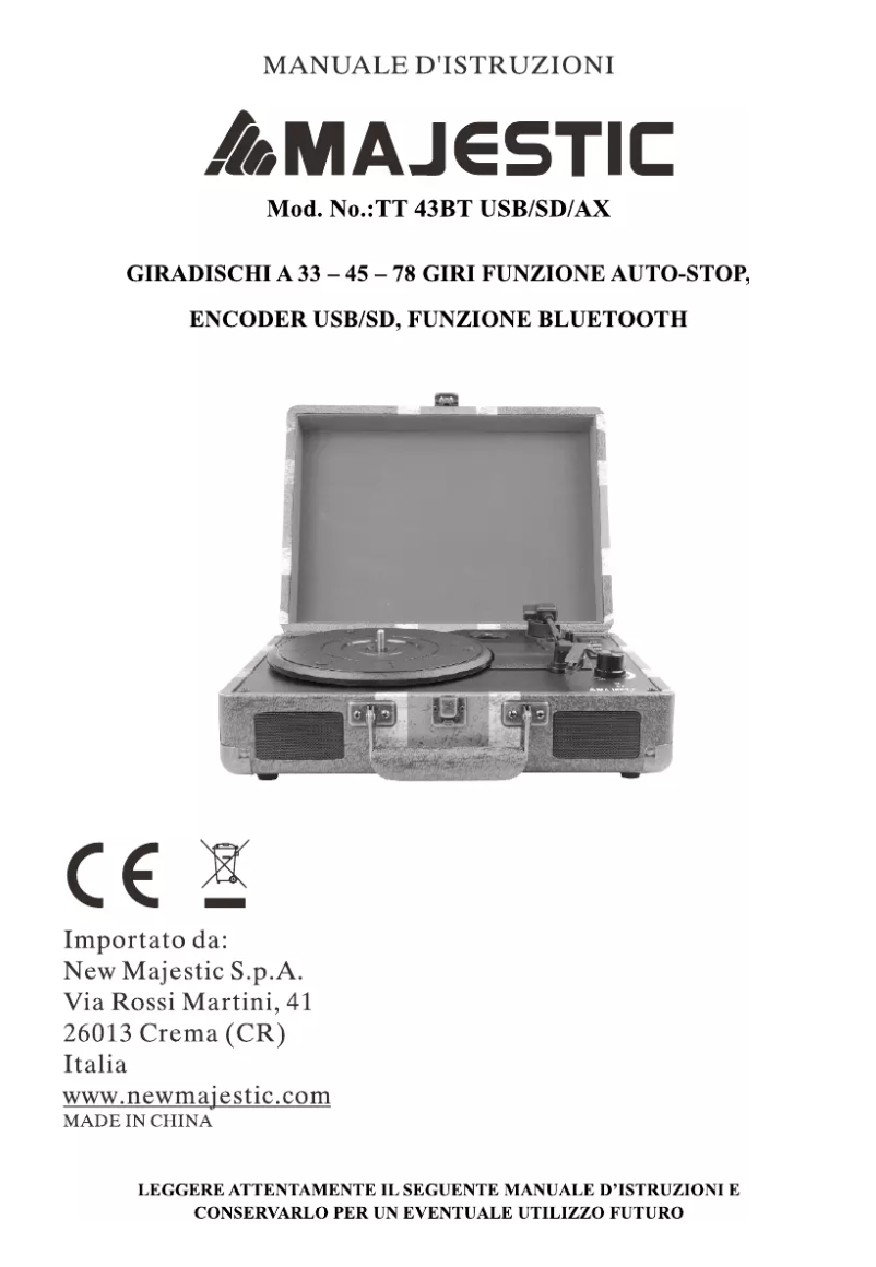 Page 1 of the manual User Manual Majestic TT-43 BT/USB/SD/AX