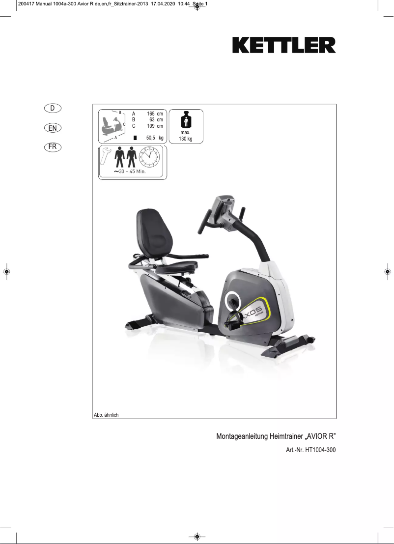 Page n°1 - Manuel utilisateur Kettler Avior R