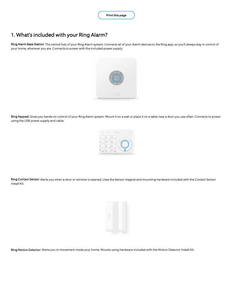 Image de la première page du manuel de l'appareil Alarm Contact Sensor