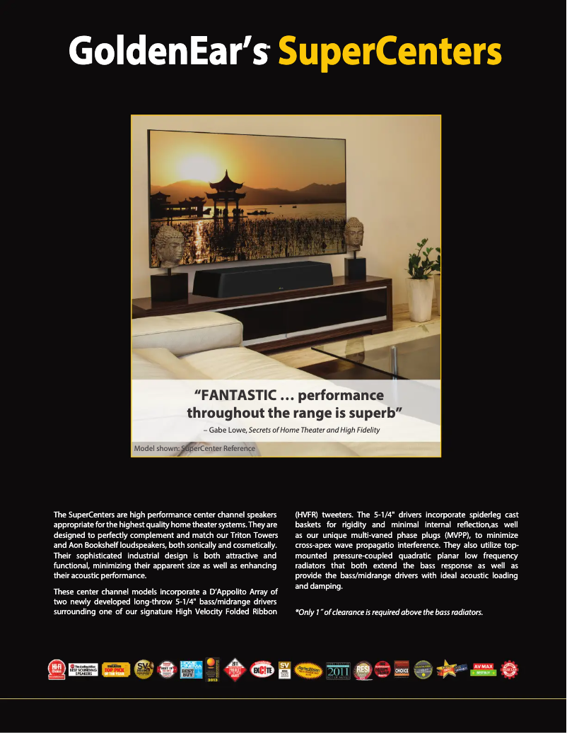 Page 1 de la notice Brochure GoldenEar SuperCenter