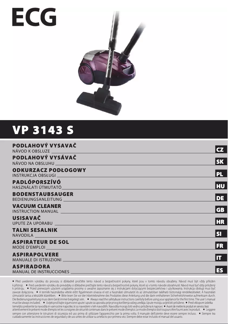 Image de la première page du manuel de l'appareil VP 3143 S