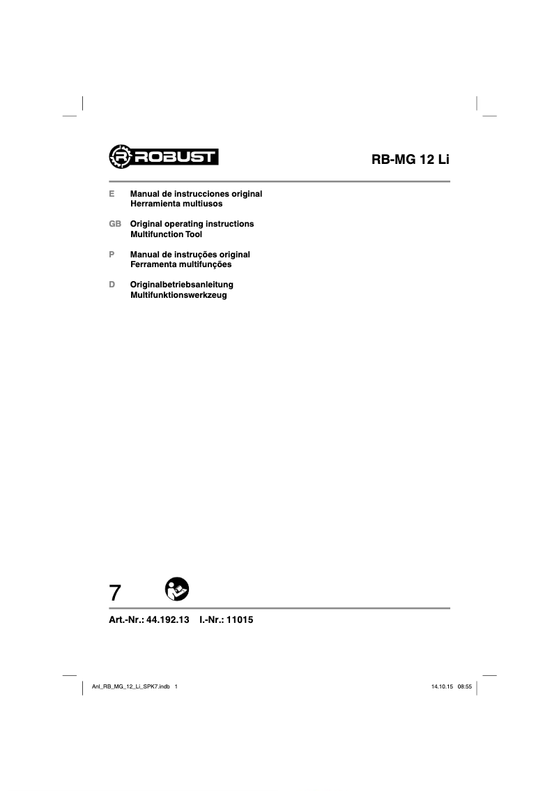 Page 1 de la notice Manuel utilisateur Robust RB-MG 12 Li