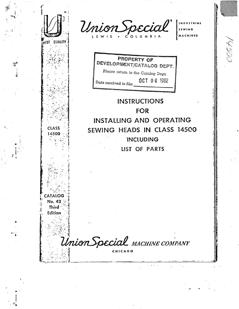 Page 1 de la notice Manuel utilisateur Union Special 14500
