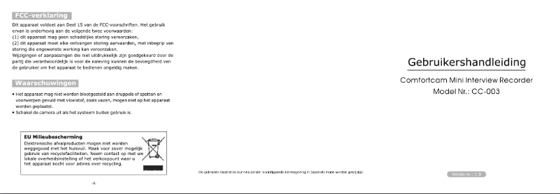 Image de la première page du manuel de l'appareil Comfortcam CC-003