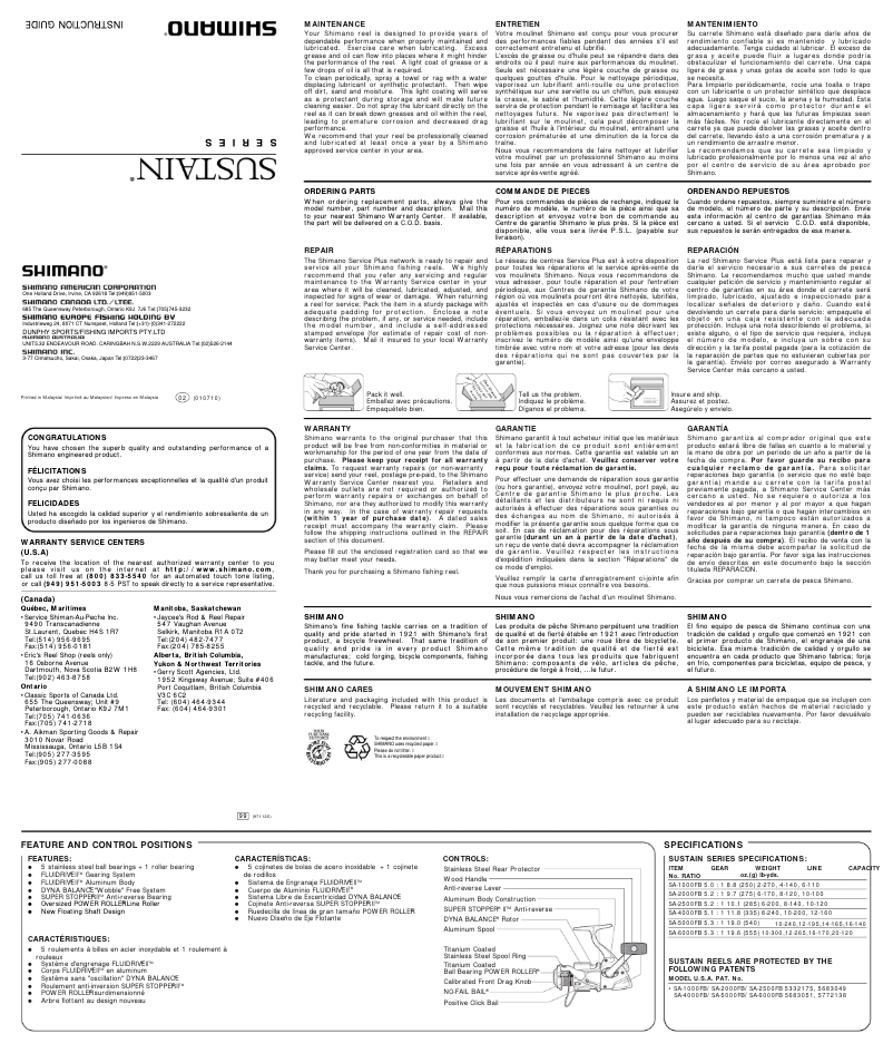 Image de la première page du manuel de l'appareil Sustain 2500FB