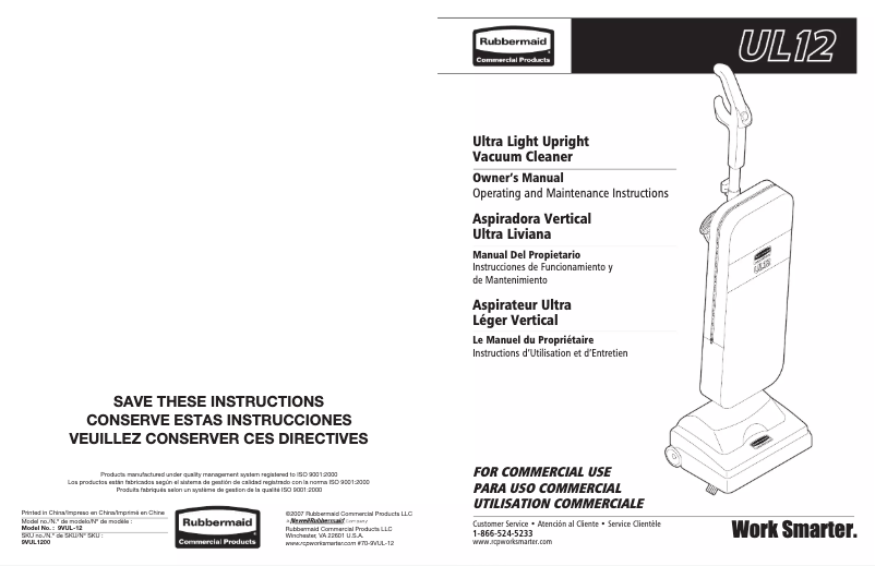 Page n°1 - Manuel utilisateur Rubbermaid UL12