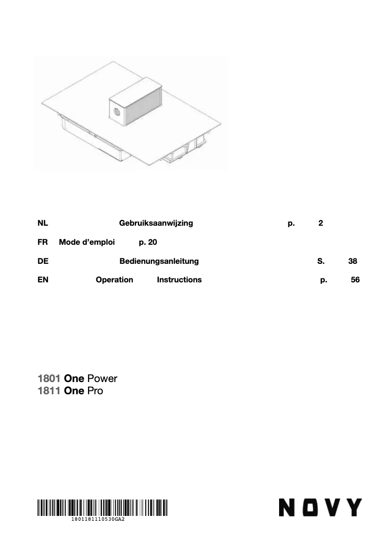 Page 1 de la notice Manuel utilisateur Novy One Pro 1811