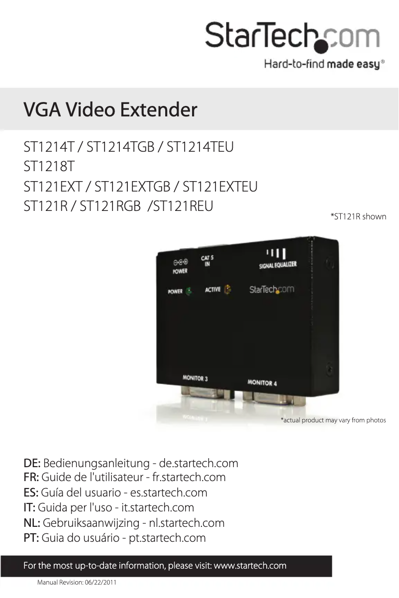 Page 1 de la notice Manuel utilisateur StarTech.com ST121EXTGB