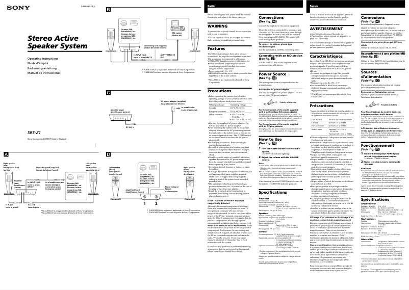 Image de la première page du manuel de l'appareil SRS-Z1