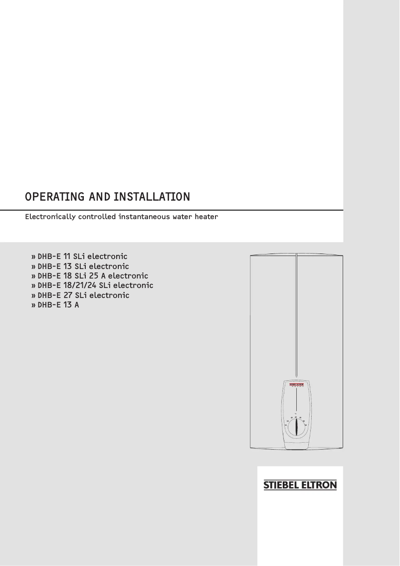 Page 1 de la notice Manuel utilisateur Stiebel Eltron DHB-E 13 A