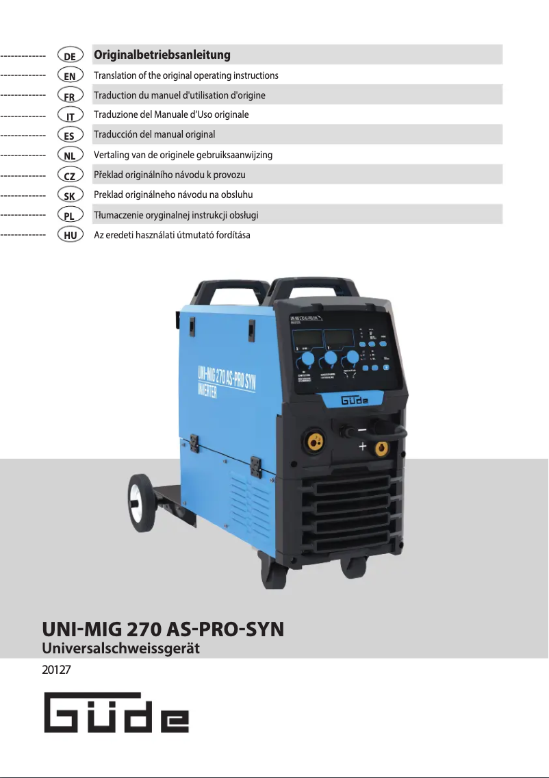 Image de la première page du manuel de l'appareil Uni-Mig 270 AS-Pro SYN